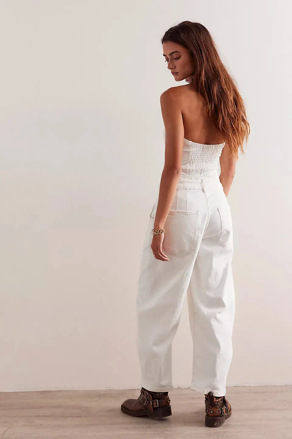 Free People Je Suis Pret Barrel Jumpsuit In Stone White 2