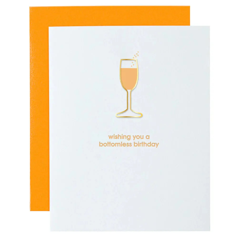 Wishing You A Bottomless Birthday Paper Clip Letterpress Card 1