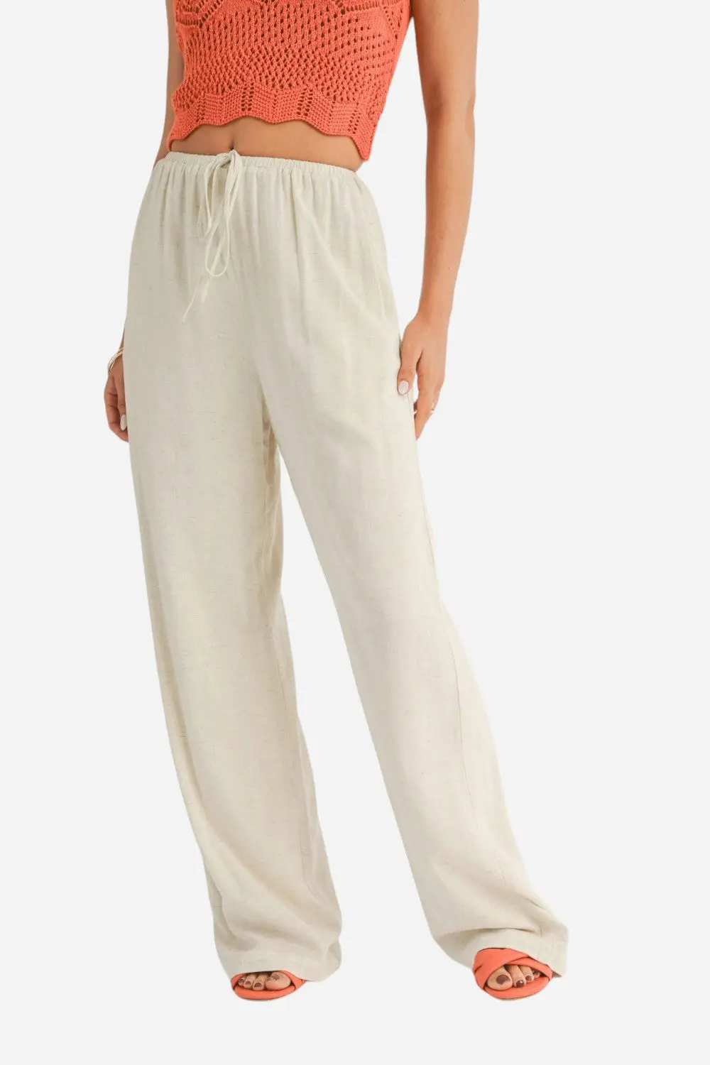 Sage The Label Dune Breeze Tied Waist Wide Leg Pants In Natural 1