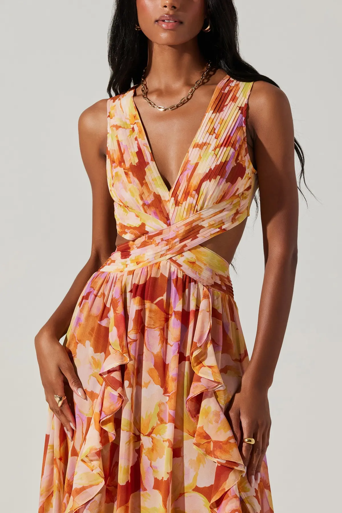 Astr The Label Noya Dress In Rust Yellow 2