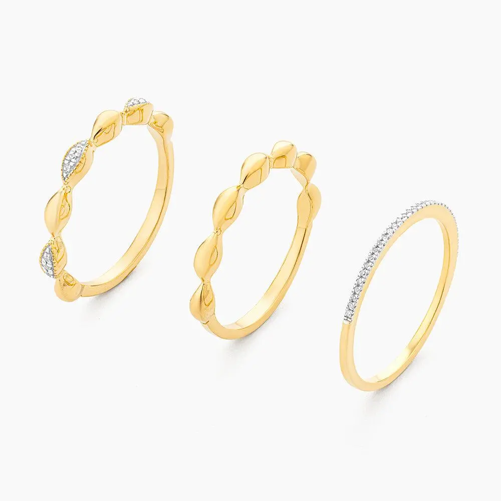 Ella Stein Oval Triple Stackable Ring Set In Gold - Size 9 2