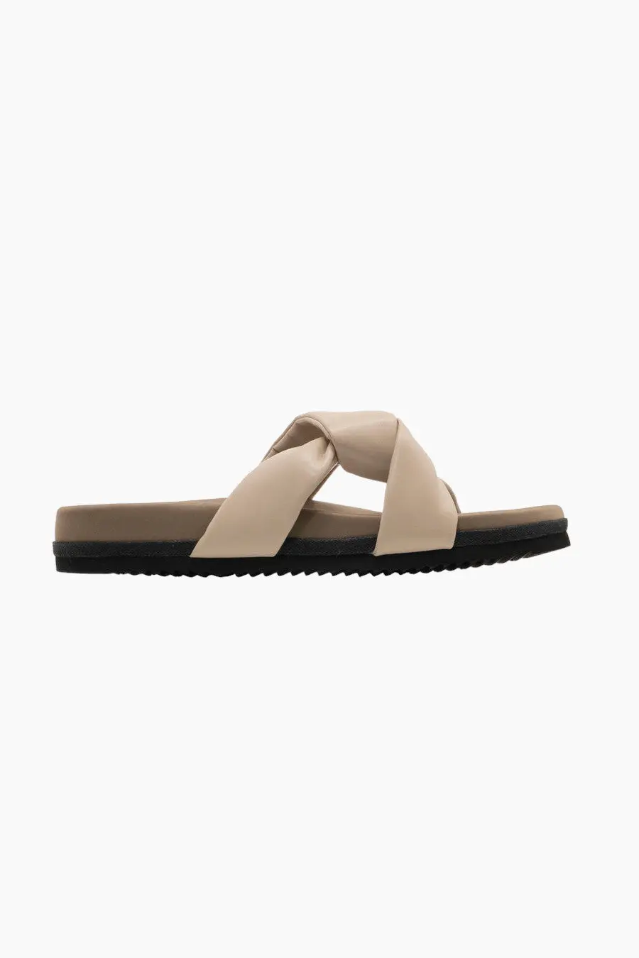 Roam Side Slip Sandals In Cream Vegan Leather 1
