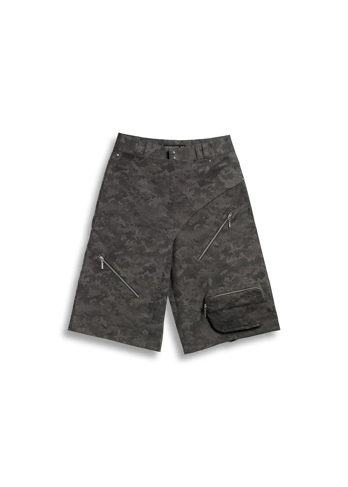 Panelled Shorts In Camo In Grey 1