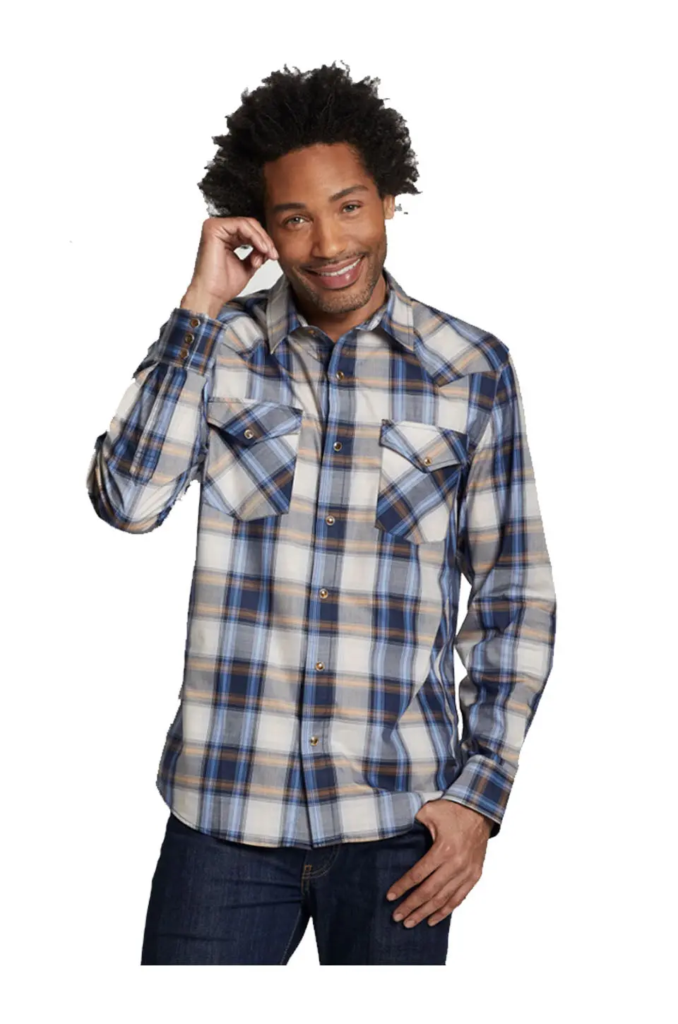 Pendleton Bishop Long Sleeve Shirt In Navy Plaid 1