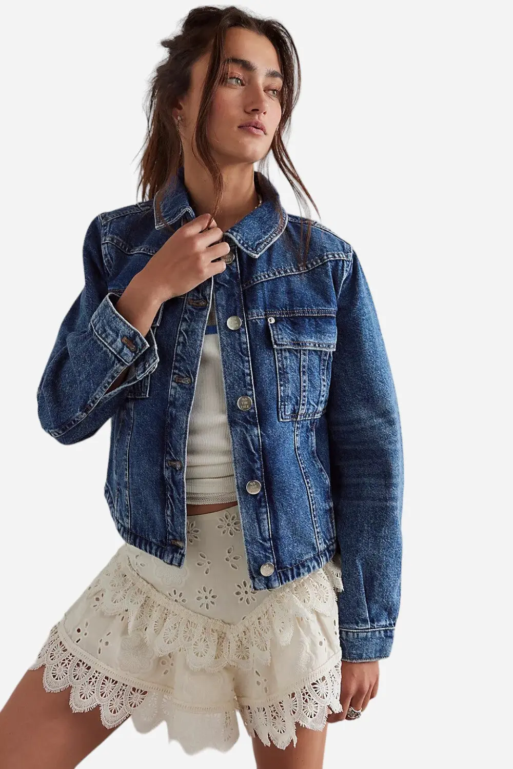 Free People Jade Denim Jacket In High Dive 1
