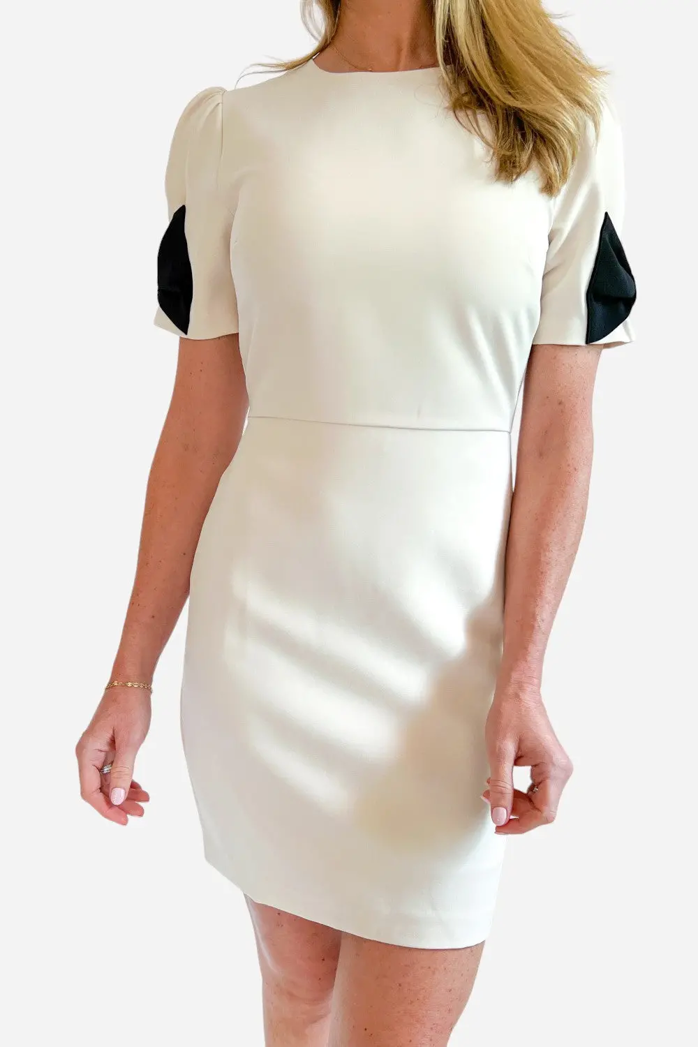 Adelyn Rae Beverly Bow Sleeve Mini Dress In Oyster White 1