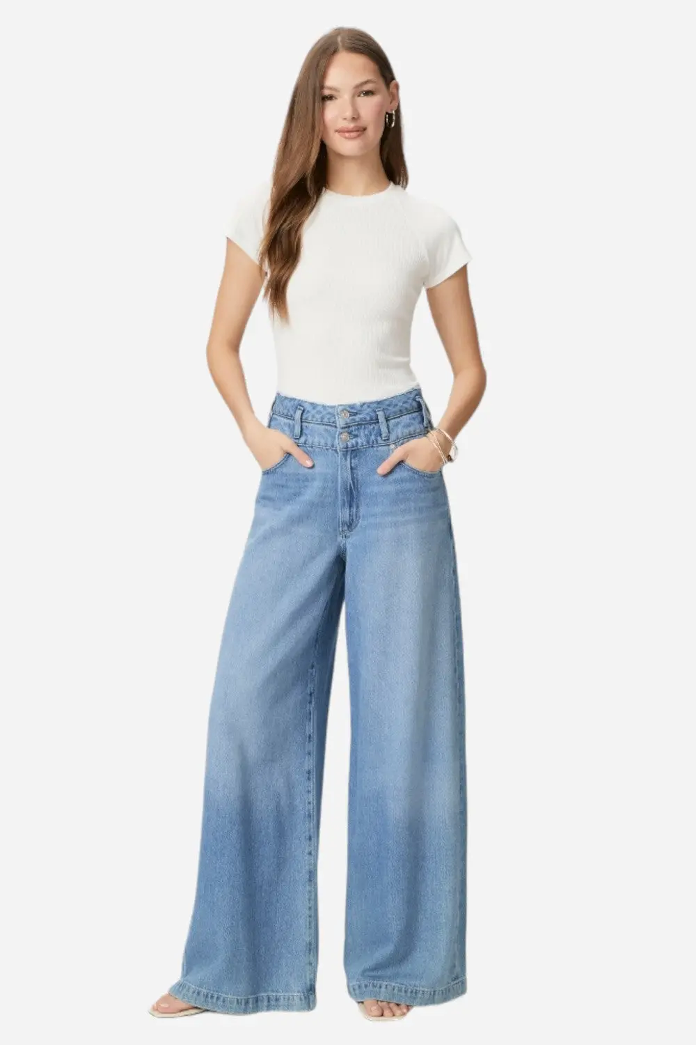 Paige Portia Double Waistband Ultra Wide Leg Pants 1