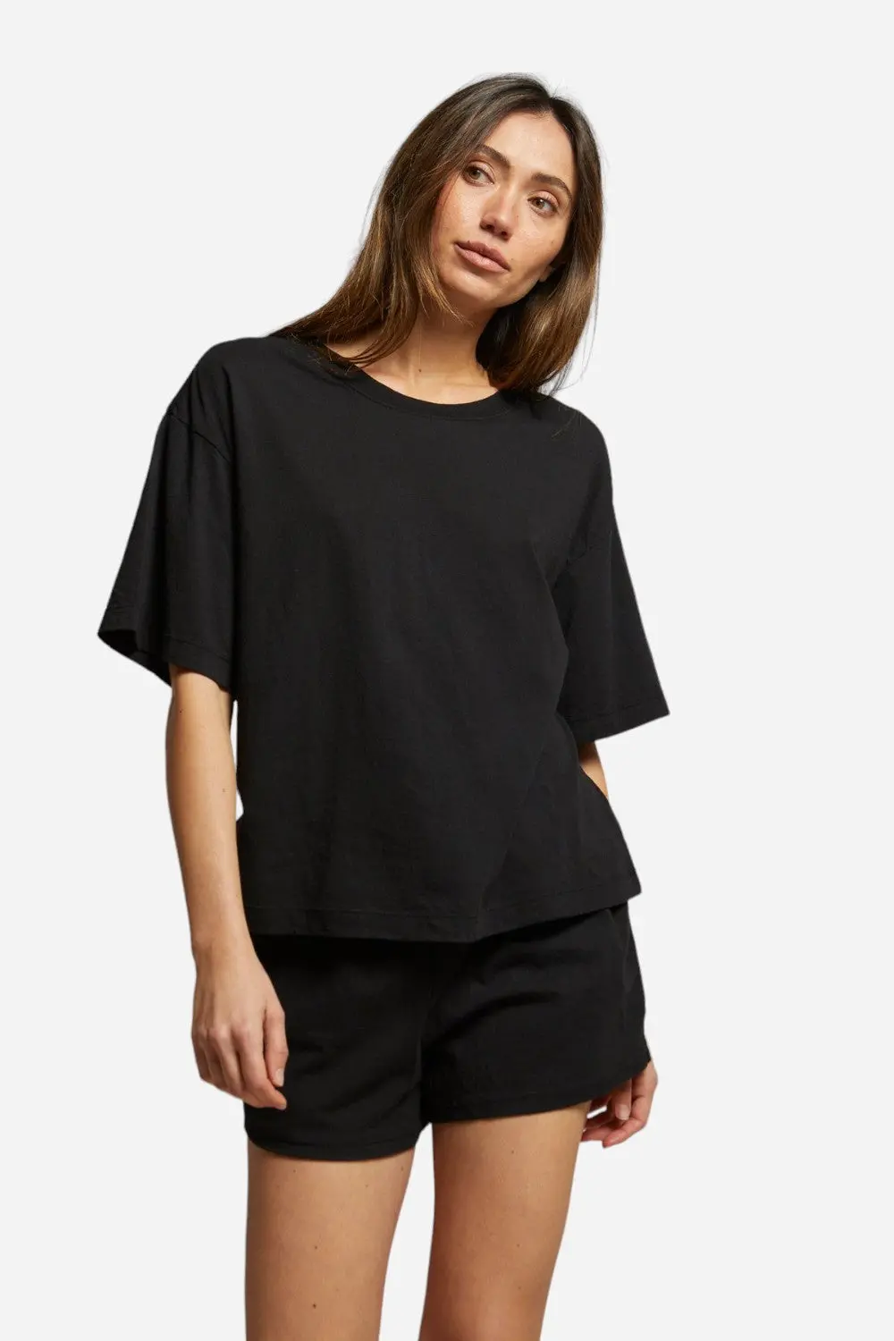 Perfect White Tee Gloria Boxy Tee In True Black 1
