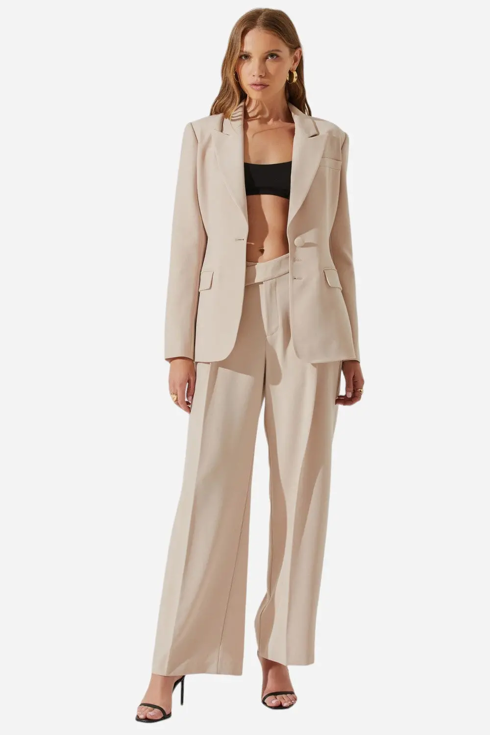 Astr The Label Rubina Criss-Cross Waist Wide Leg Pants In Natural 1