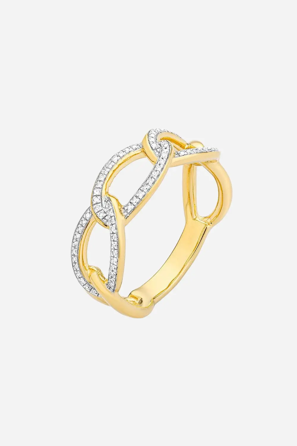 Ella Stein Triple Link Statement Ring In Gold - Size 7 1