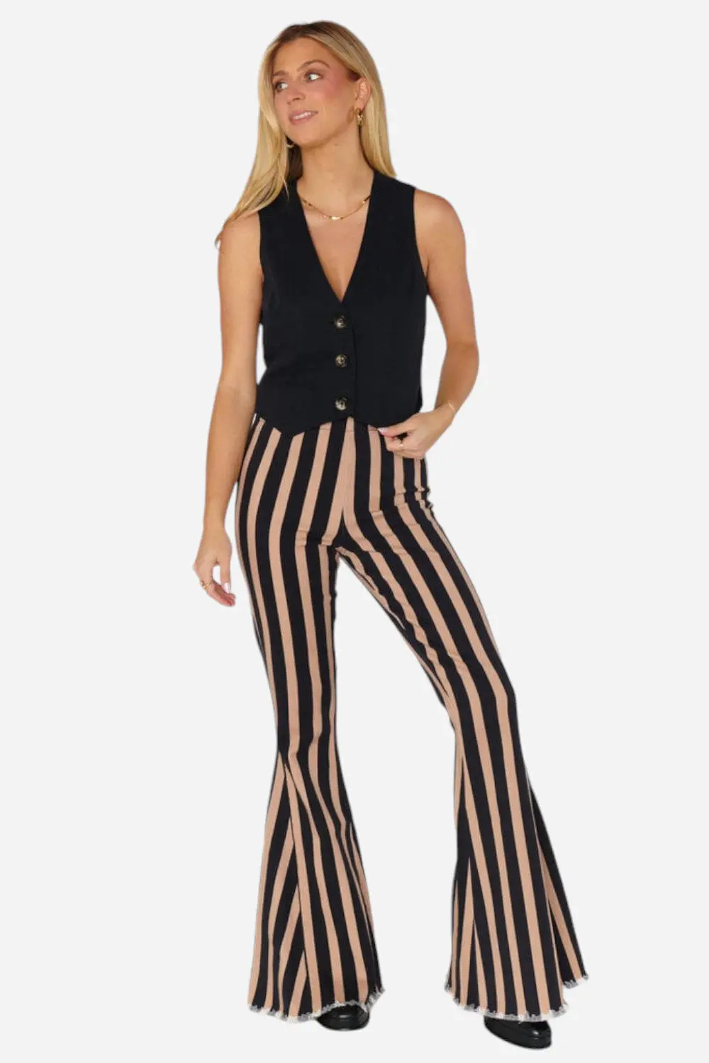 Show Me Your Mumu Berkeley Bells In Sepia Stripe Denim 1