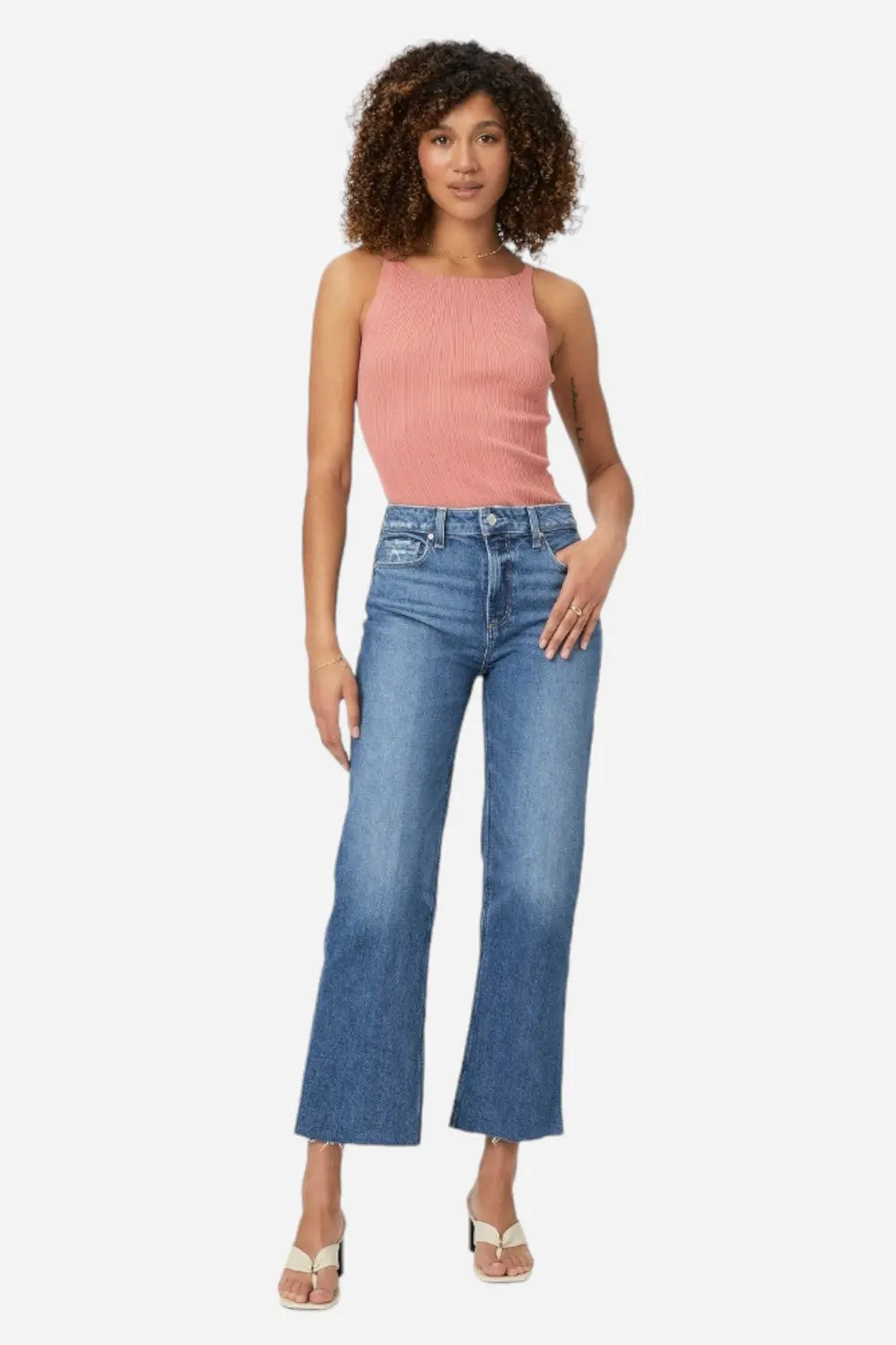 Paige Leenah Ankle Raw Hem Pants In Familia 1