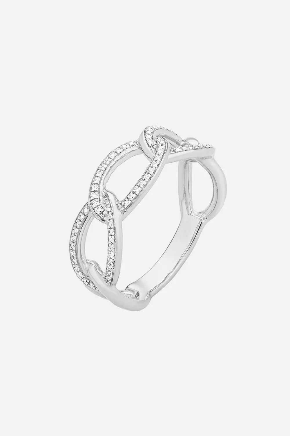Ella Stein Triple Link Statement Ring In Sterling Silver - Size 7 1