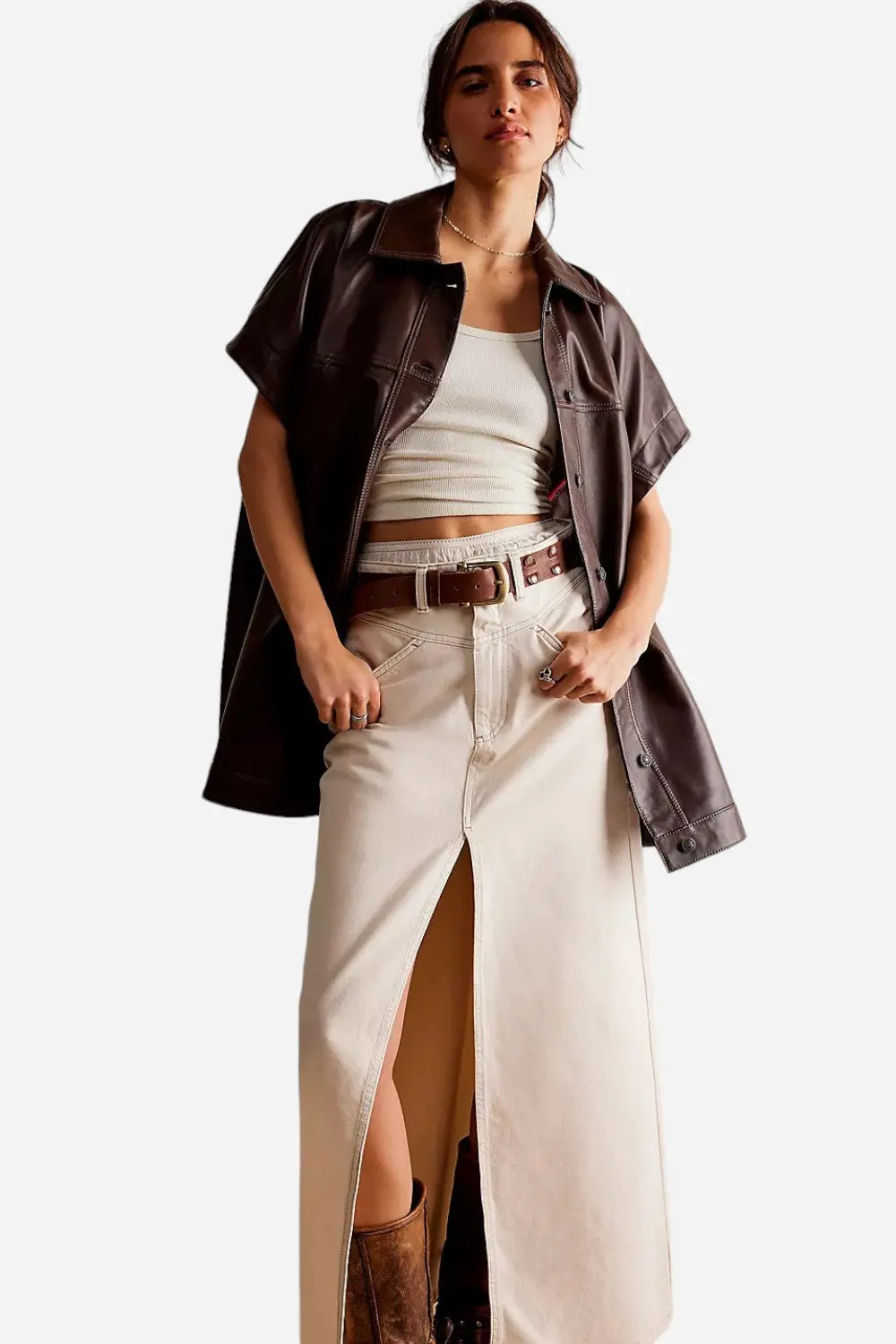 Free People Come As You Are Denim Maxi Skirt In Wisp 1