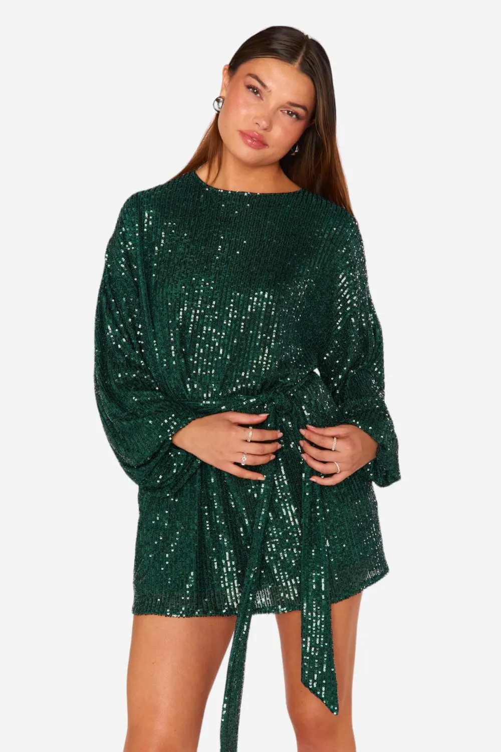 Show Me Your Mumu Sure Thing Mini Dress In Emerald Sequins 1