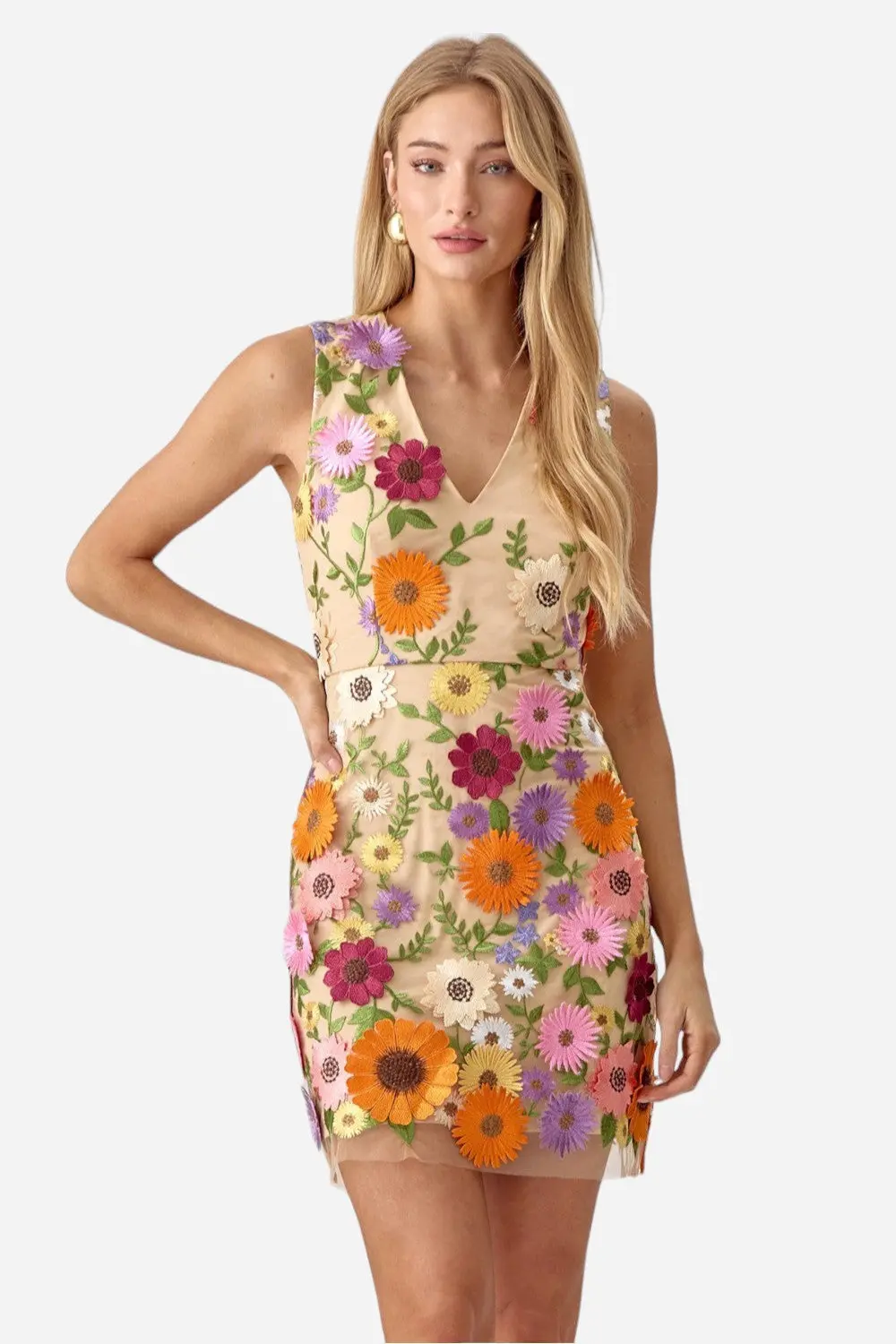 Adelyn Rae Justine 3D Multi Floral Mini Dress 1