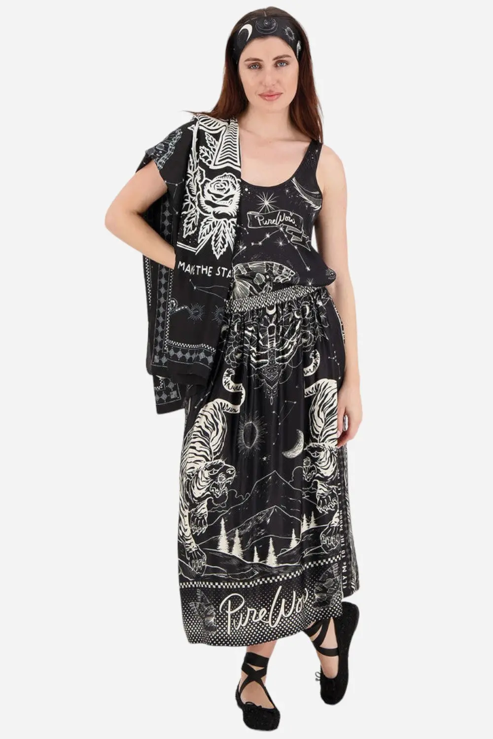 Me369 Vanessa Midi Skirt In Black Magic 1