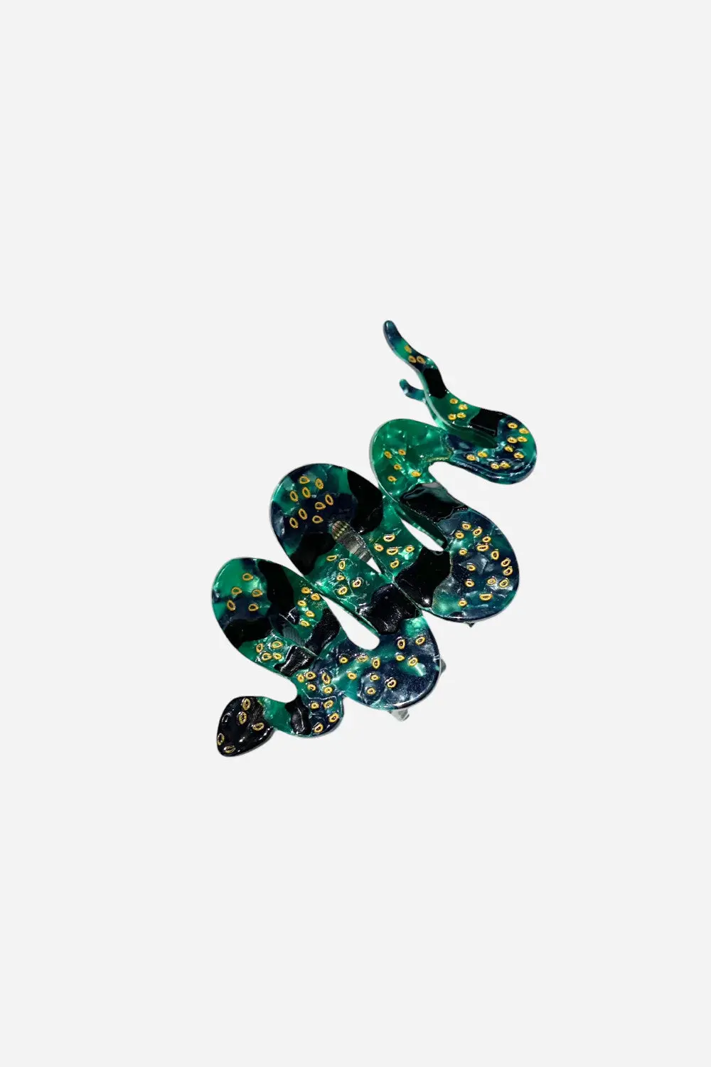 Solar Eclipse Hand-Painted Snake Claw Hair Clip In Green 1