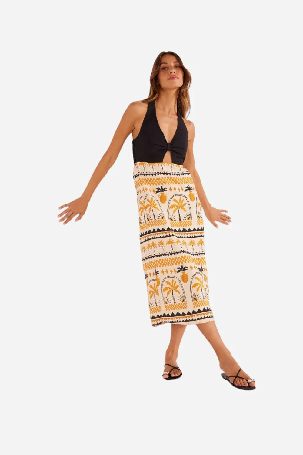 Minkpink Hestia Halter Neck Midi Dress In Ivory Gold 1