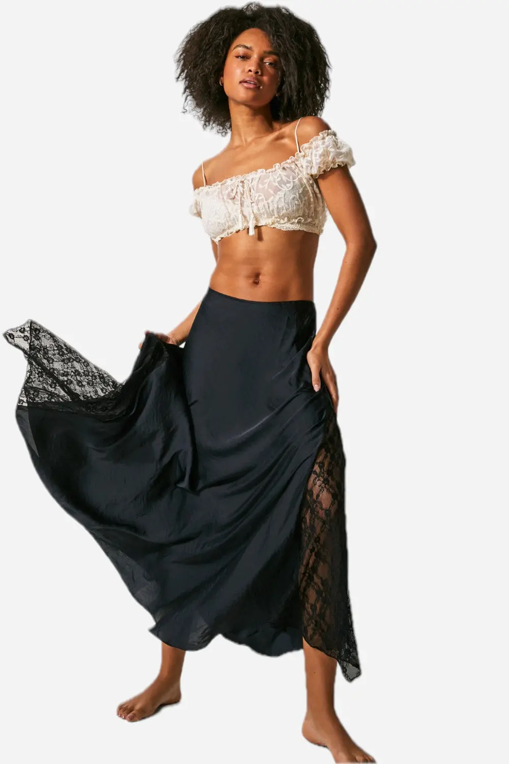 Free People Make You Mine Half Slip Skirt In Black 1