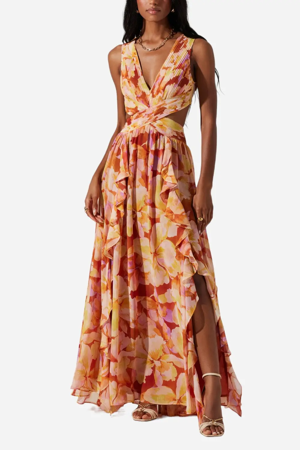 Astr The Label Noya Dress In Rust Yellow 1