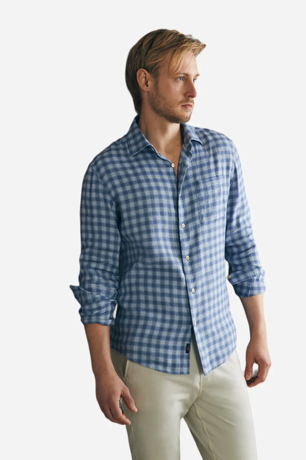 Faherty Weekend Blend Shirt In Rockville Blue Plaid 1