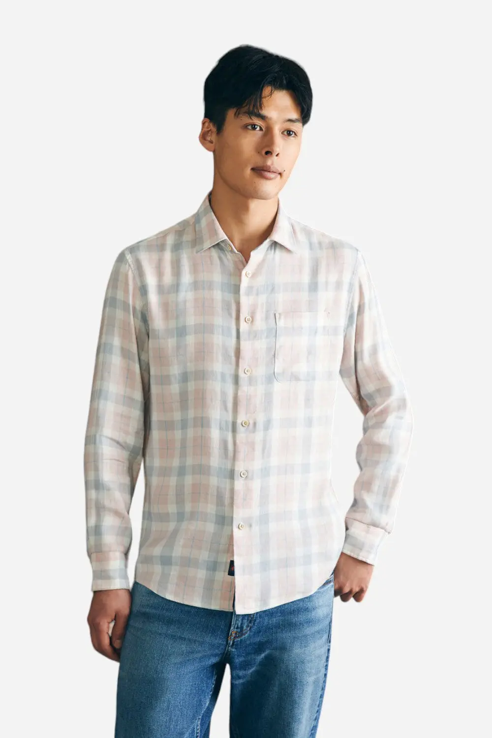 Faherty Weekend Blend Shirt In Mauve Field Plaid 1