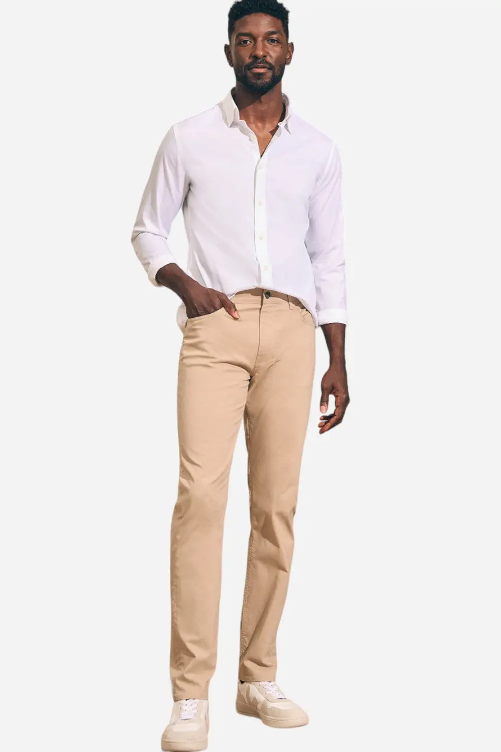 Faherty Movement 5-Pocket Pant In Island West Khaki 1