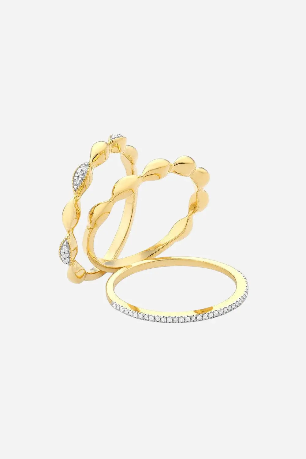 Ella Stein Oval Triple Stackable Ring Set In Gold - Size 5 1