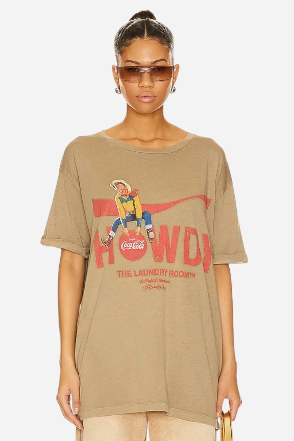 The Laundry Room Howdy Coke Oversized Tee In Camel Gold 1