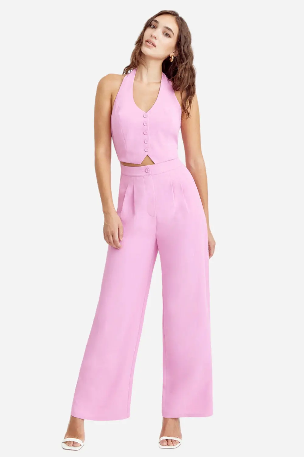 Adelyn Rae Farrah Halter Jumpsuit In Pink 1