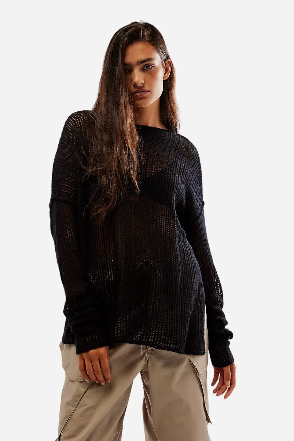 Free People Wednesday Cashmere Pullover In Black 1