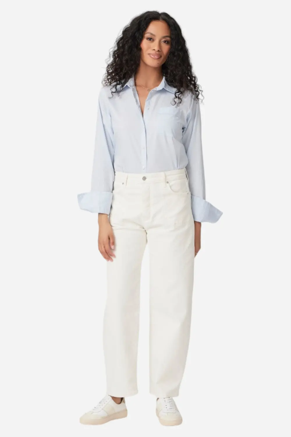 Paige Alexis Covered Button Fly Pants In Tonal Ecru 1
