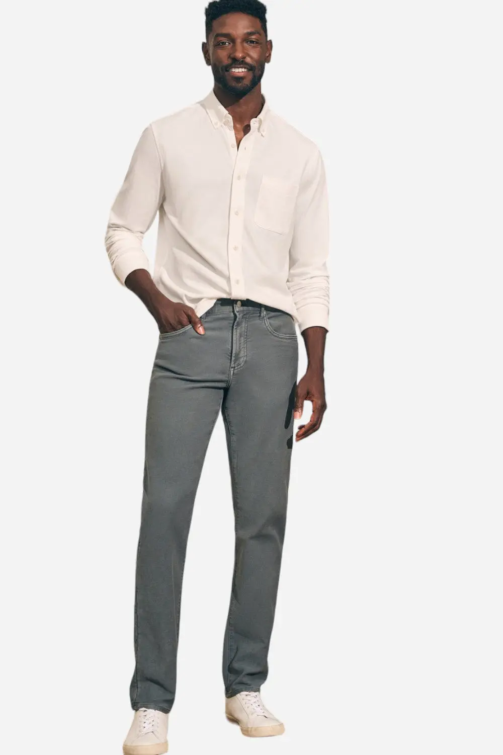 Faherty Stretch Terry 5-Pocket Pant In Slate 1