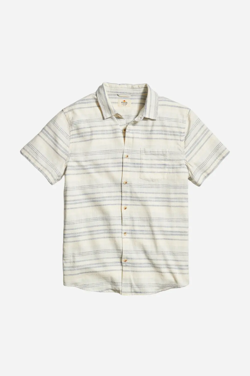 Marine Layer Stretch Selvage Short Sleeve Shirt In Cool Baja Stripe 1