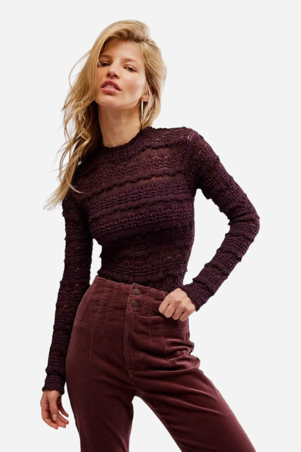 Free People Angelina Bodysuit In Winetasting 1