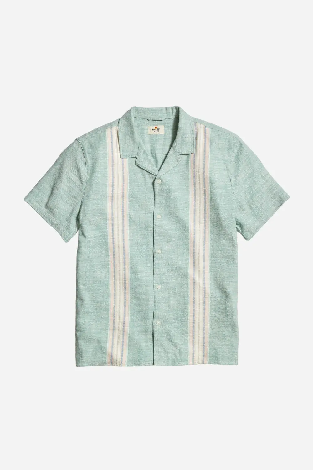 Marine Layer Stretch Selvage Resort Shirt In Malachite Multi Stripe 1