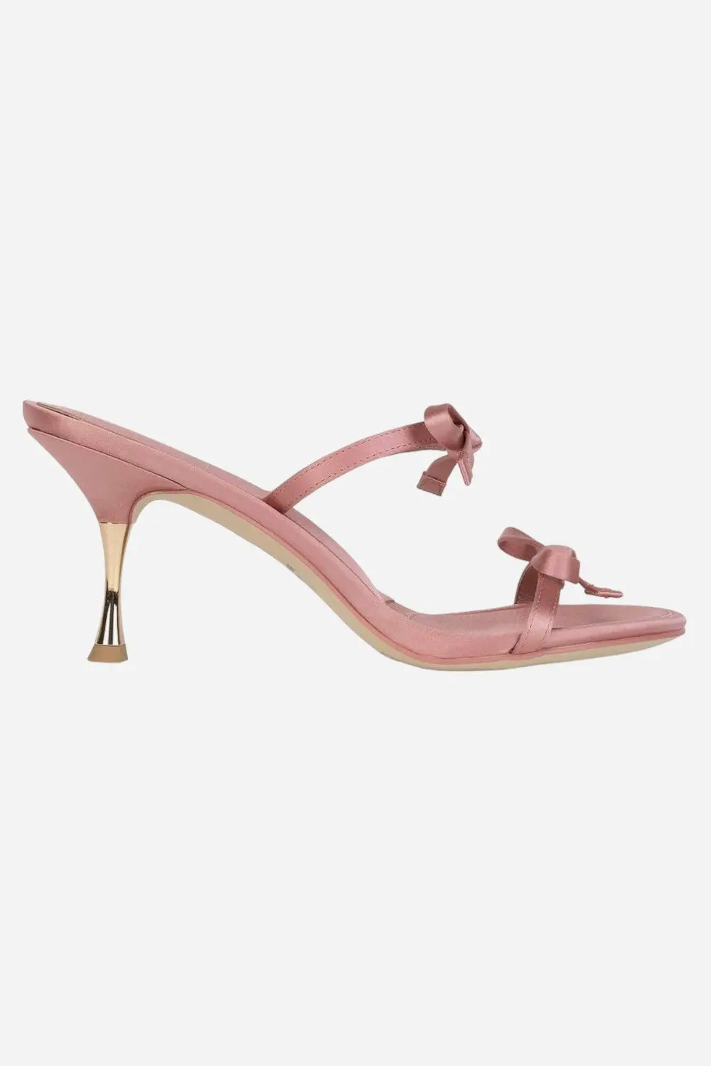 Jeffrey Campbell Bow-Bow Heeled Sandals In Blush Satin Gold 1