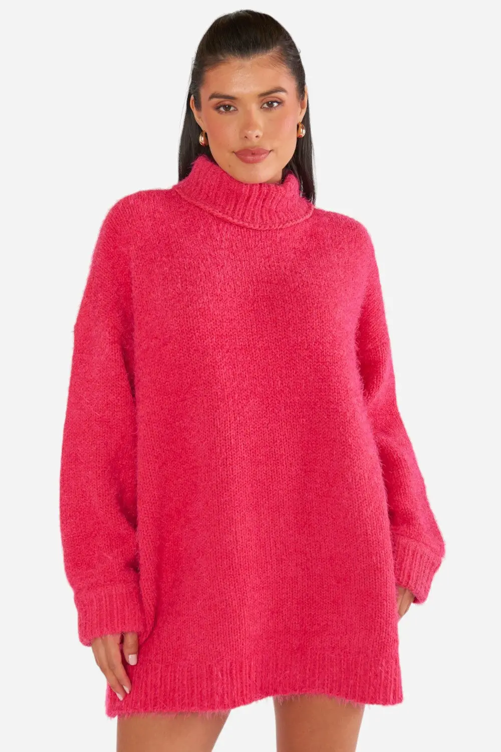 Show Me Your Mumu Timmy Tunic Sweater In Pink Rose Knit 1
