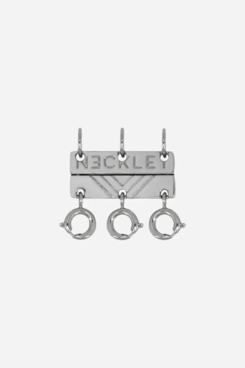 Necklet Stainless Steel White Gold Triple Layering Clasp 1