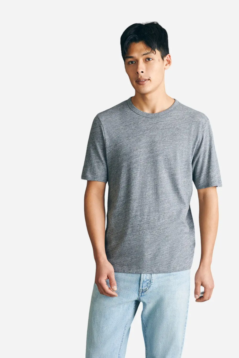 Faherty Short-Sleeve Vintage Chambray Tee In Mineral Grey Heather 1