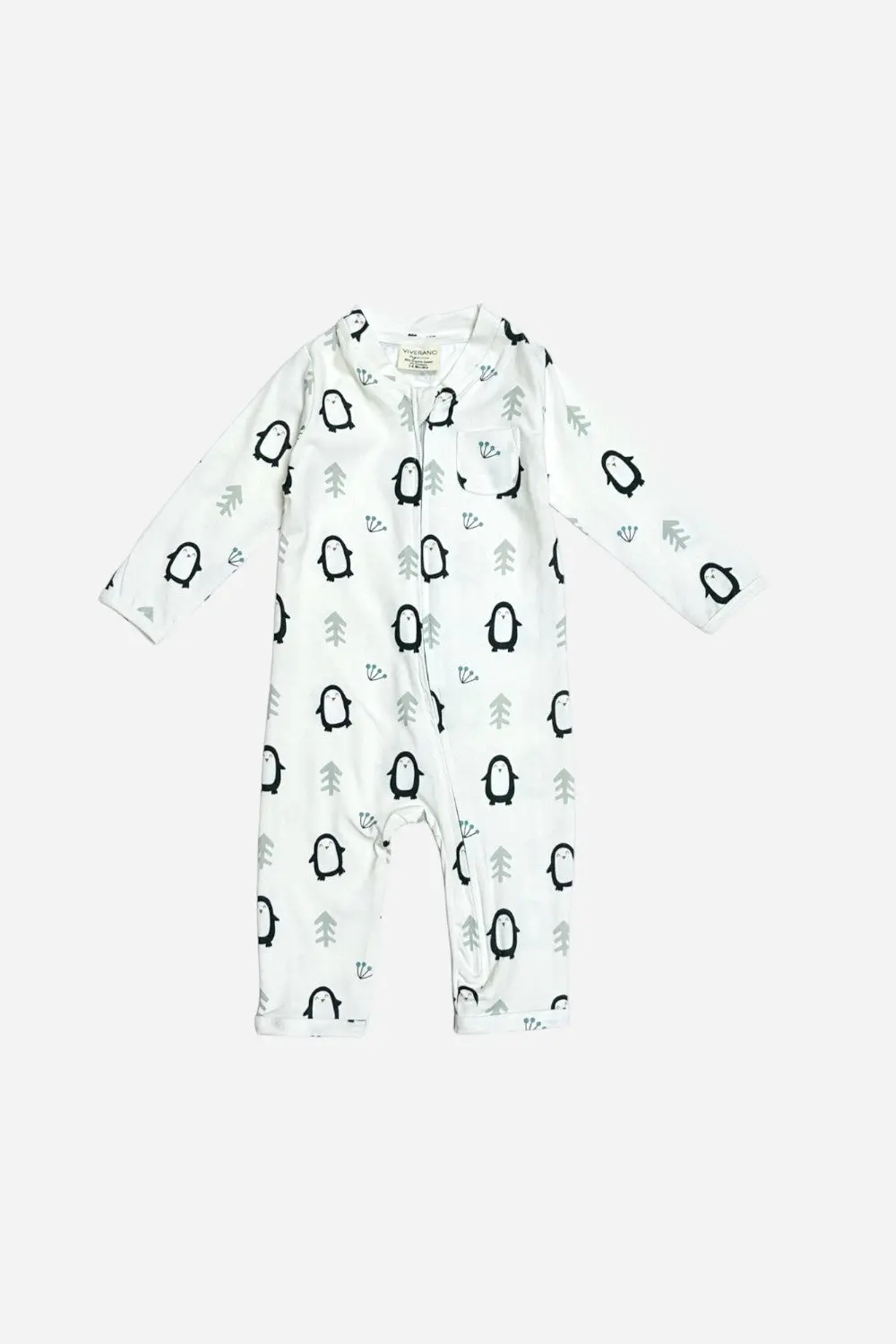 Viverano Penguin Zipper Baby Coverall Jumpsuit In Natural 1