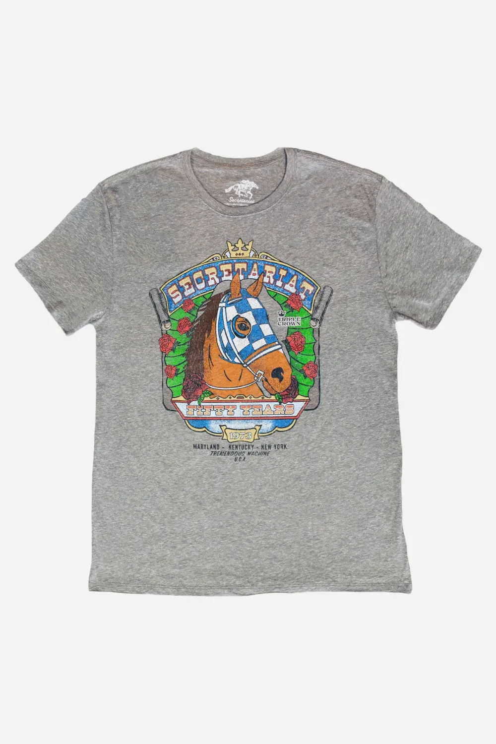 Secretariat Grateful Red Short Sleeve Tee In Heather Grey 1