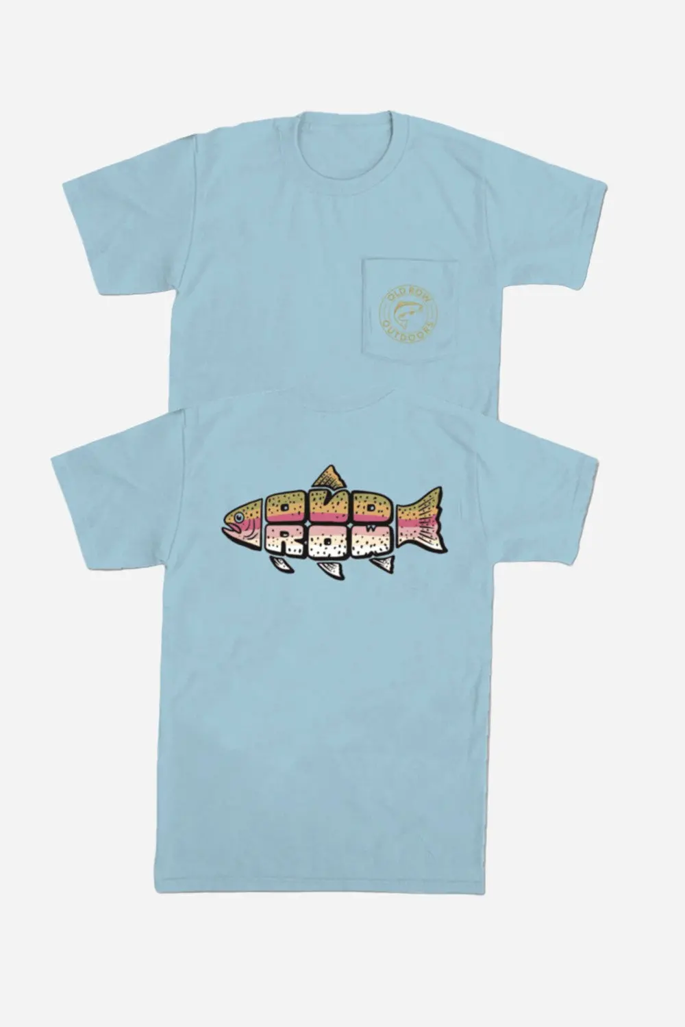 Old Row Outdoors Trout Text Pocket Tee In Chambray 1
