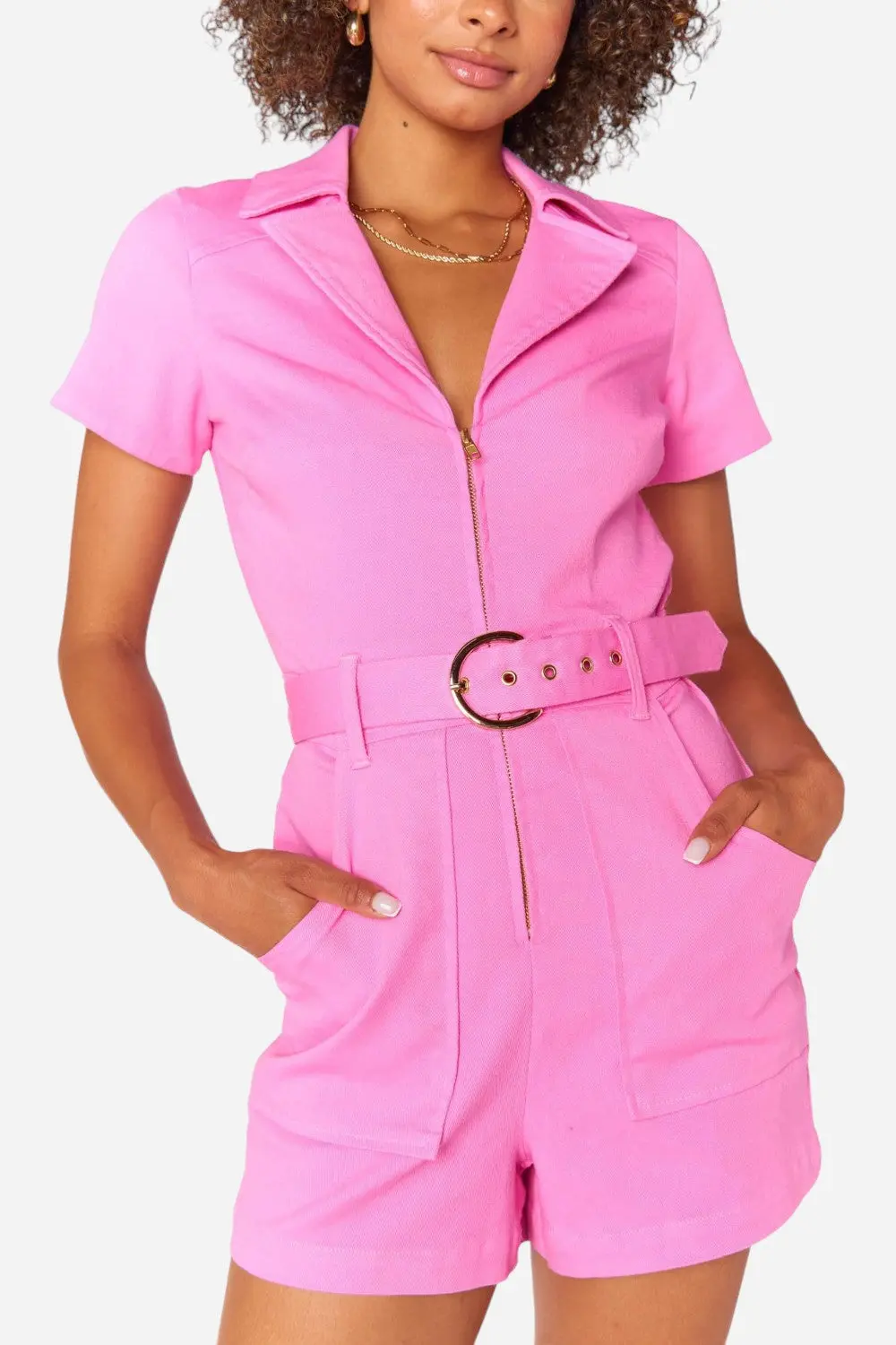 Show Me Your Mumu Outlaw Romper In Bubblegum Pink Denim 1