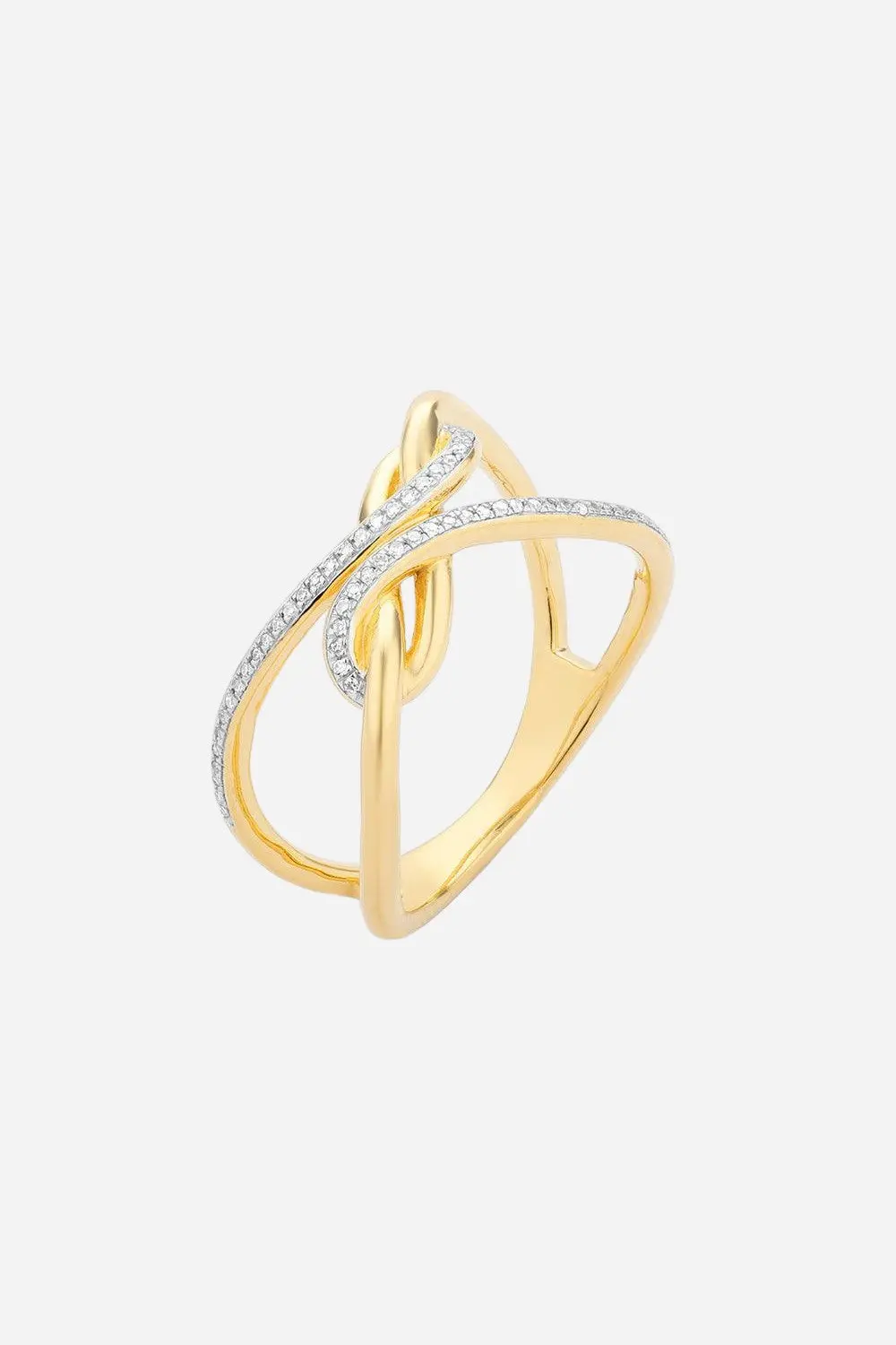 Ella Stein Tie The Knot Statement Ring In Yellow Gold - Size 7 1