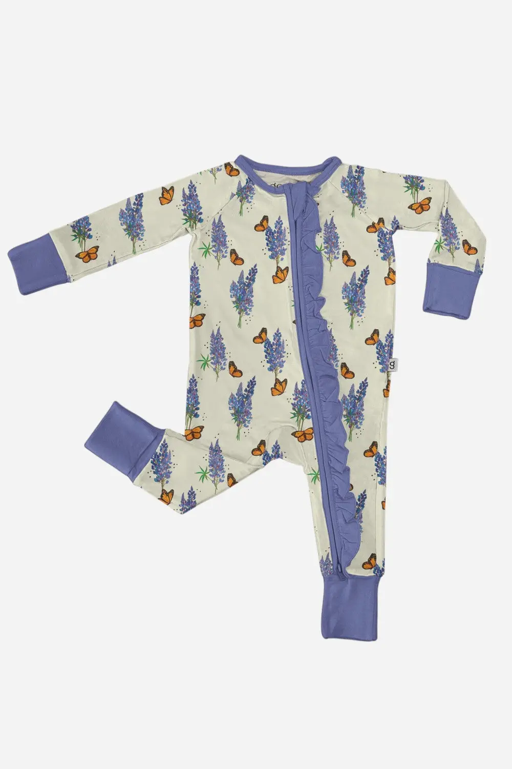 Goosies Long Sleeve Zip Pjs In Bluebonnets 1