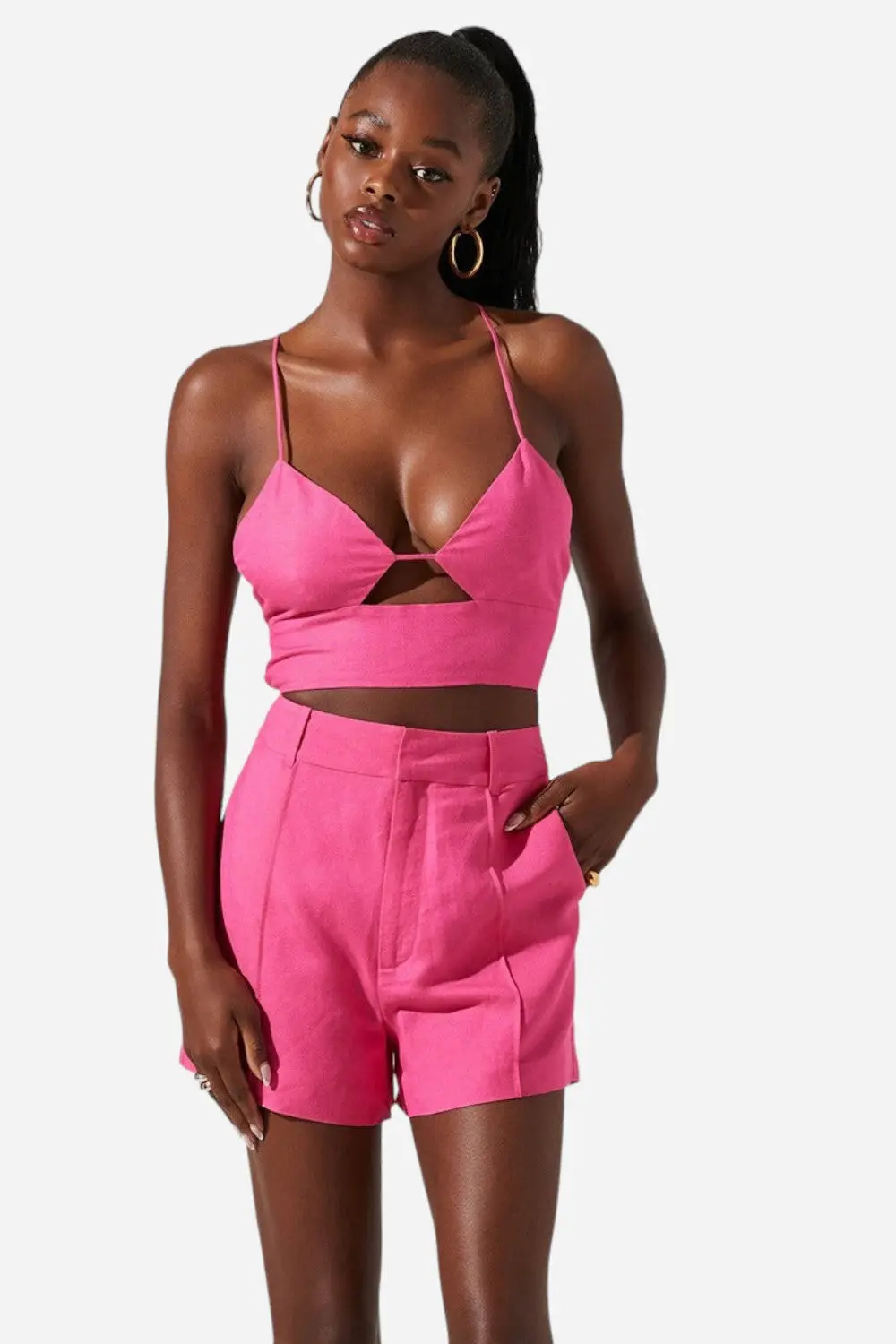 Astr The Label Amiah Cutout Crop Top In Pink 1