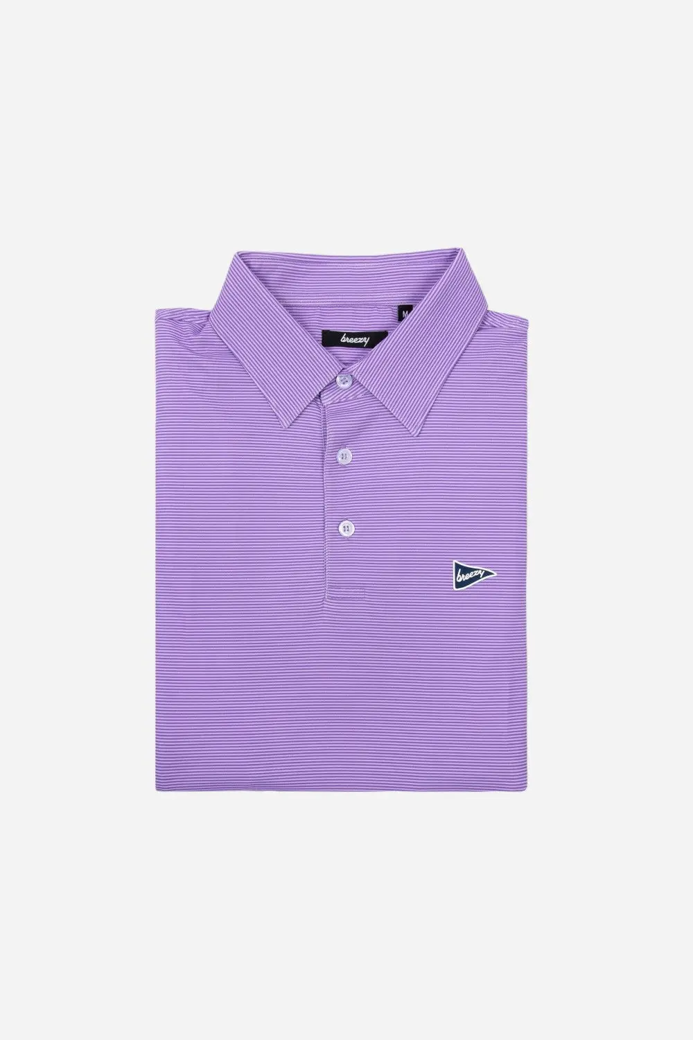 Breezy Golf The Purple Stripe Polo Shirt In Dark Purple Lavender 1