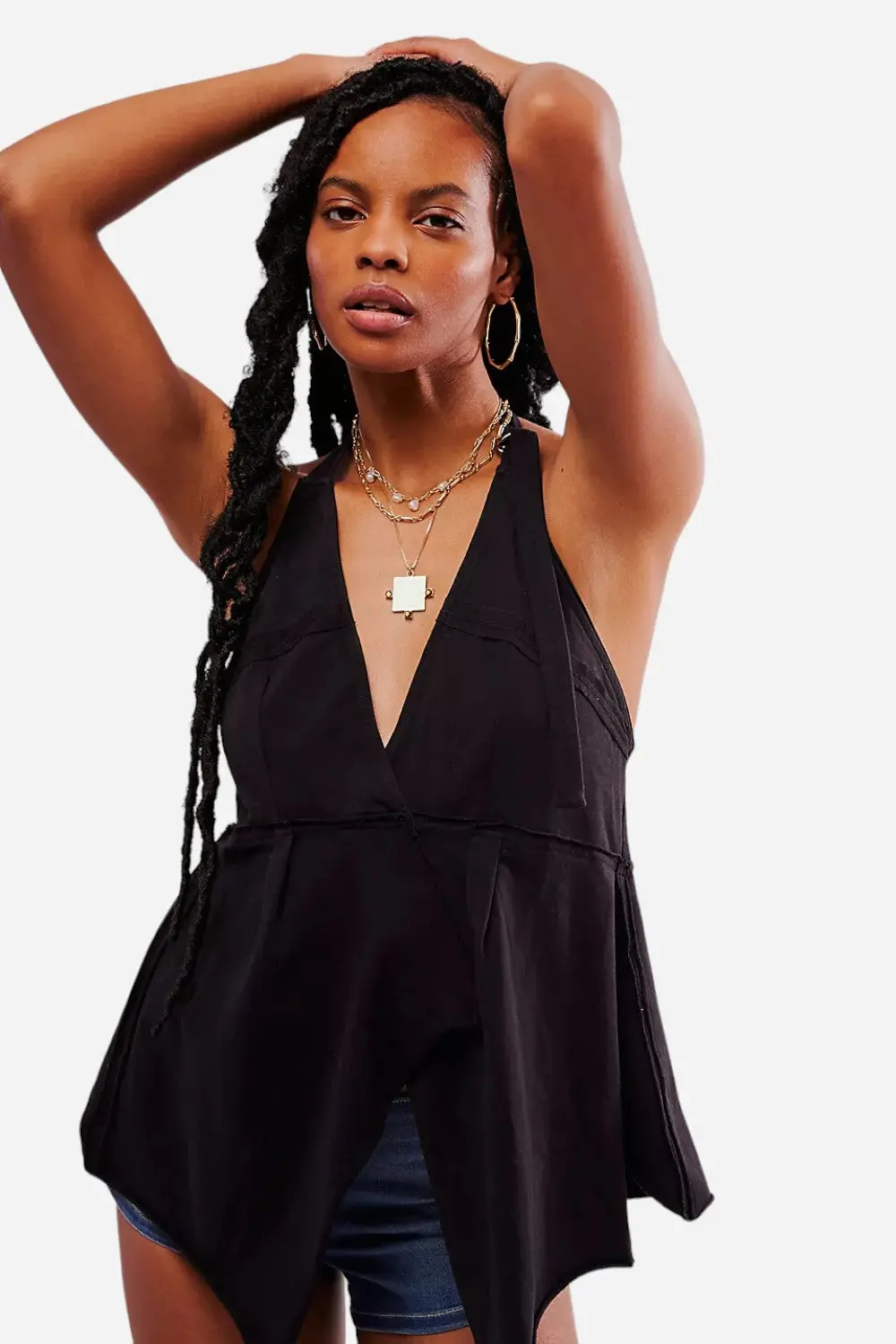 Free People Layla Halter Top Tunic In Black 1